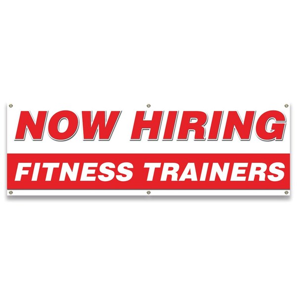 Now Hiring Fitness Trainers Banner Apply Inside Accepting Application Single Sided